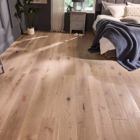 Manor Kelham Engineered Wood Flooring 18mm x 190mm Limed White Brushed Matt Lacquered