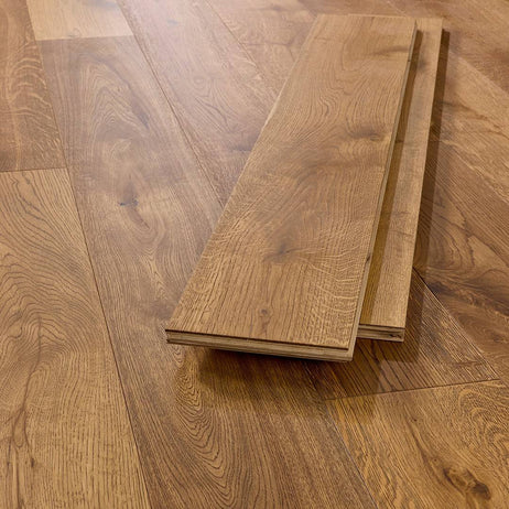 Manor Otley Engineered Wood Flooring 18mm x 190mm Natural Oak Blackline Brushed Matt Lac