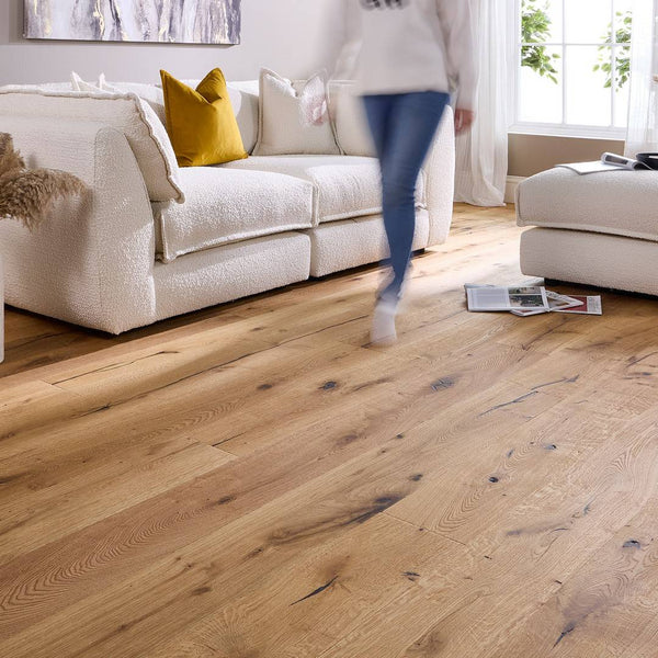 Loire Engineered Wood Flooring 15mm x 190mm Natural Oak Distressed Wax Oil
