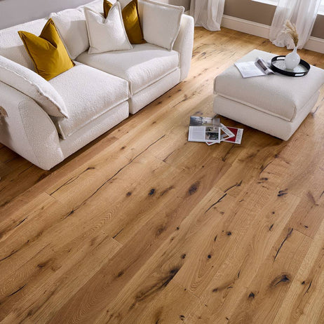 Loire Engineered Wood Flooring 15mm x 190mm Natural Oak Distressed Wax Oil
