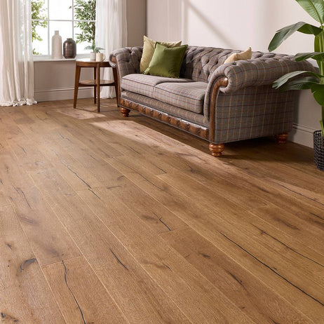 Loire Engineered Wood Flooring Golden Oak Distressed Wax Oil 15mm x 190mm