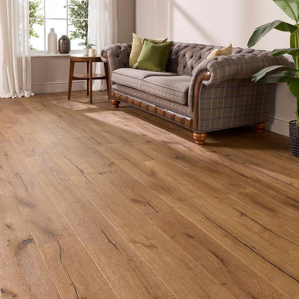 Loire Engineered Wood Flooring Golden Oak Distressed Wax Oil 15mm x 190mm