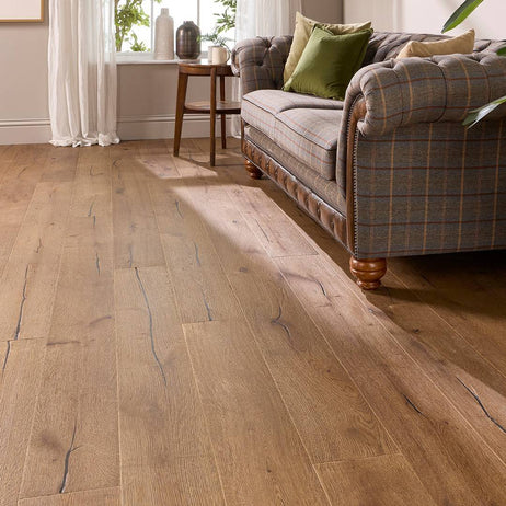 Loire Engineered Wood Flooring Golden Oak Distressed Wax Oil 15mm x 190mm