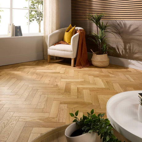 Herringbone Parquet Engineered Wood Flooring 18mm Natural Brushed Oiled