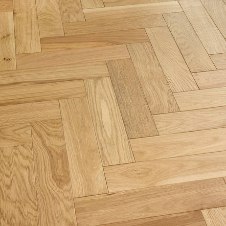 Herringbone Parquet Engineered Wood Flooring 18mm Natural Brushed Matt Lacquer