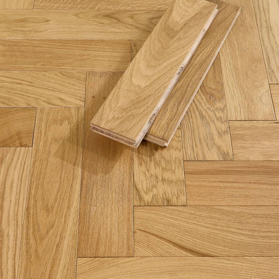 Herringbone Parquet Engineered Wood Flooring 18mm Natural Brushed Matt Lacquer
