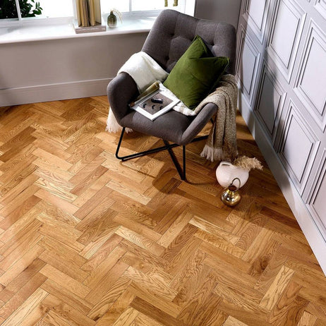 Herringbone Parquet 18mm Natural Blackline Brushed Matt Lacquered Engineered Flooring
