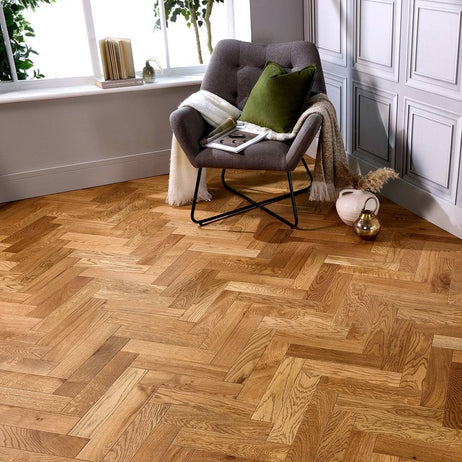 Herringbone Parquet 18mm Natural Blackline Brushed Matt Lacquered Engineered Flooring