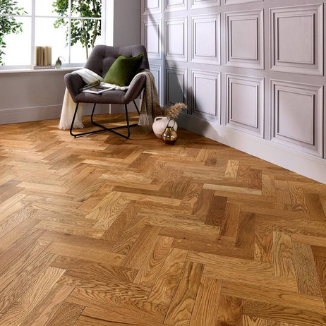 Herringbone Parquet 18mm Natural Blackline Brushed Matt Lacquered Engineered Flooring