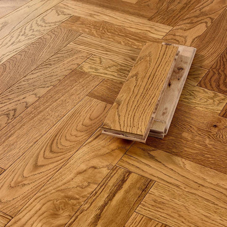 Herringbone Parquet 18mm Natural Blackline Brushed Matt Lacquered Engineered Flooring