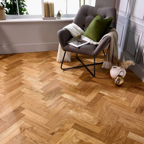 Herringbone Parquet 18mm Natural Blackline Brushed Matt Lacquered Engineered Flooring