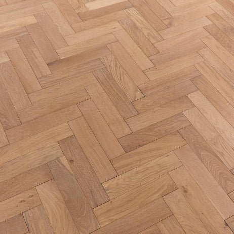 Herringbone Parquet Engineered Wood Flooring 18mm Deep Brushed White Oiled
