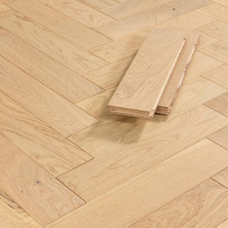 Herringbone Parquet Engineered Wood Flooring 18mm Nude Brushed Matt Lacquered