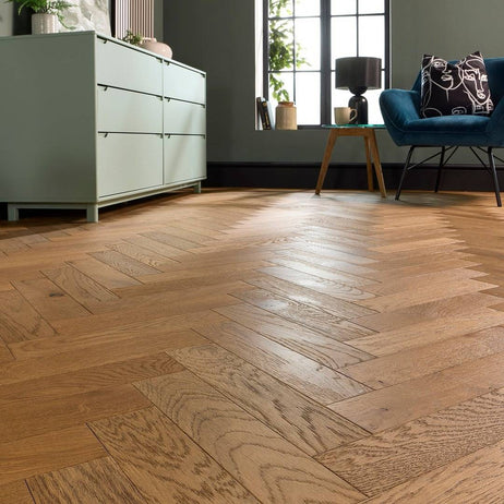 Herringbone Parquet Engineered Wood Flooring 18mm Warm Harvest Brushed Oiled