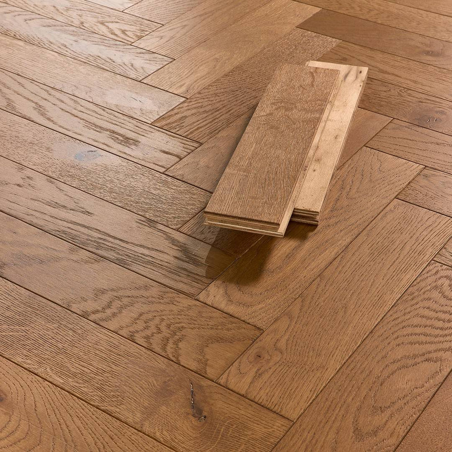 Herringbone Parquet Engineered Wood Flooring 18mm Warm Harvest Brushed Oiled