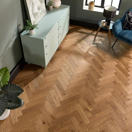 Herringbone Parquet Engineered Wood Flooring 18mm Warm Harvest Brushed Oiled