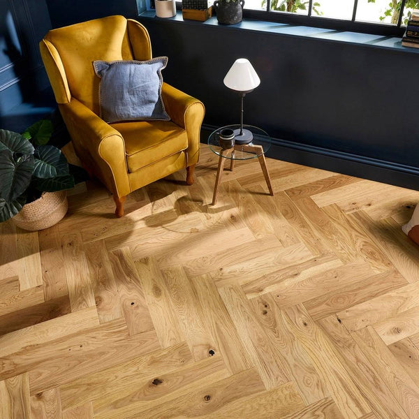 Herringbone Parquet Engineered Wood Flooring 14mm Essential Oak Brushed Lacquer