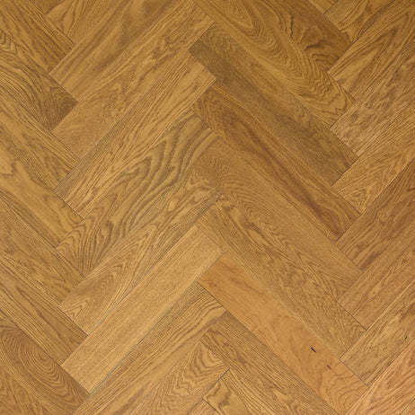 Herringbone Parquet Engineered Wood Flooring 14mm Ambergrain Oak Brushed Lacquer
