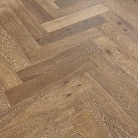 Herringbone Parquet Engineered Wood Flooring 14mm Genuine Smoke Grey Oak Brushed Oiled
