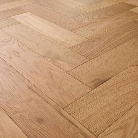 Herringbone Parquet Engineered Wood Flooring 12mm Natural Oak Brushed UV Oiled