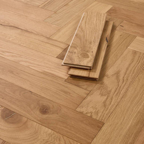 Herringbone Parquet Engineered Wood Flooring 12mm Natural Oak Brushed UV Oiled
