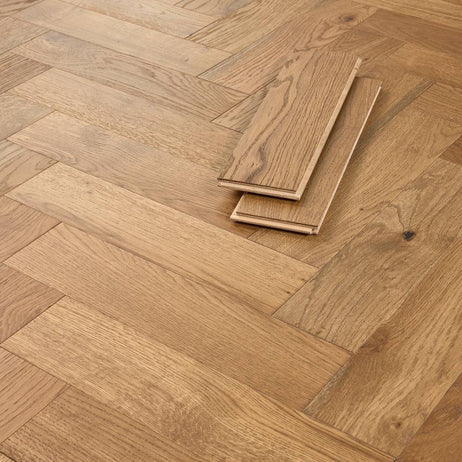 Herringbone Parquet Engineered Wood Flooring 12mm Double Smoked Brushed Lacquer