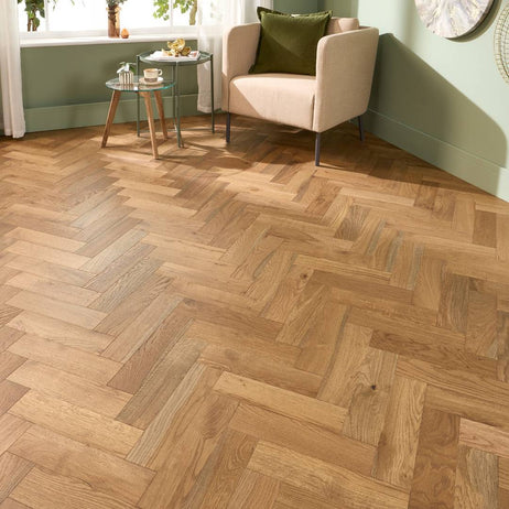 Herringbone Parquet Engineered Wood Flooring 12mm Double Smoked Brushed Lacquer