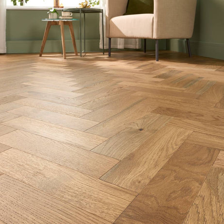 Herringbone Parquet Engineered Wood Flooring 12mm Double Smoked Brushed Lacquer