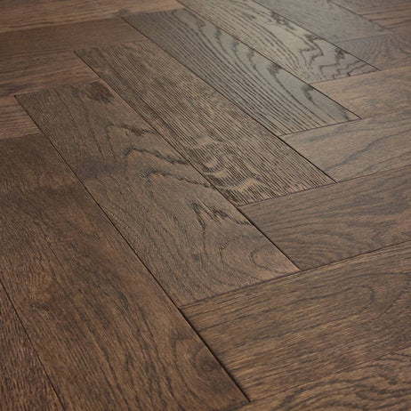 Herringbone Parquet Engineered Wood Flooring 12mm Smoked Brushed Lacquer