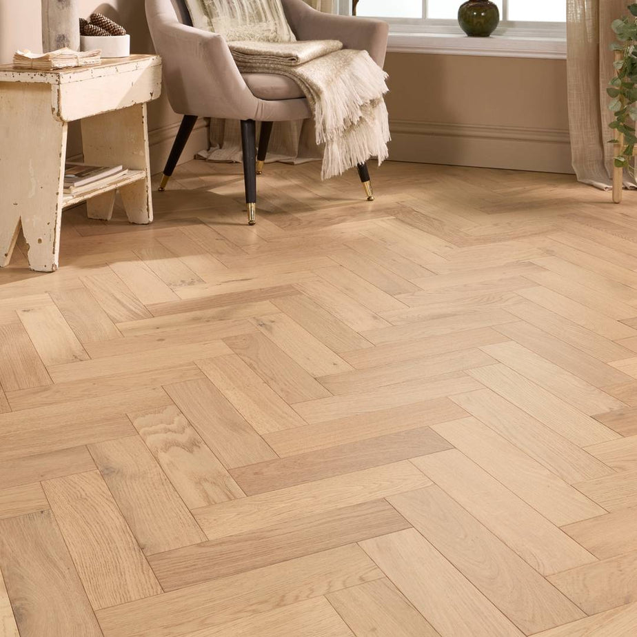 Herringbone Parquet Engineered Wood Flooring 12mm Essence Oak Matt Lacquer