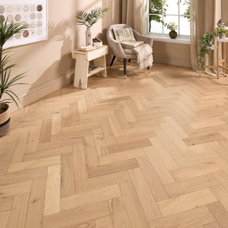Herringbone Parquet Engineered Wood Flooring 12mm Essence Oak Matt Lacquer