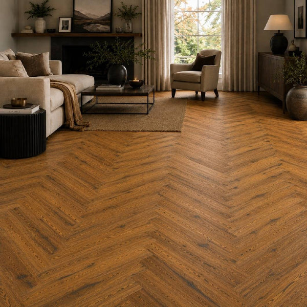 Herringbone Parquet Distressed Engineered Wood Flooring 15mm Double Smoked Hard Wax Oiled