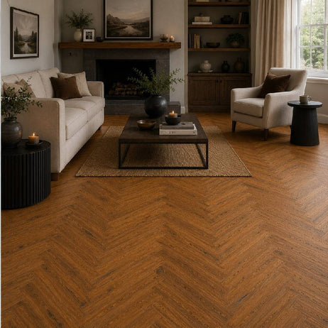 Herringbone Parquet Distressed Engineered Wood Flooring 15mm Double Smoked Hard Wax Oiled