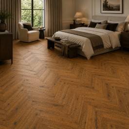 Herringbone Parquet Distressed Engineered Wood Flooring 15mm Double Smoked Hard Wax Oiled