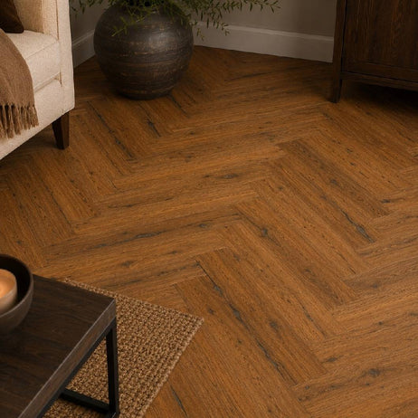 Herringbone Parquet Distressed Engineered Wood Flooring 15mm Double Smoked Hard Wax Oiled
