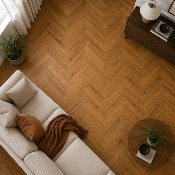 Herringbone Parquet Engineered Wood Flooring 15mm Rich Oak Hard Wax Oiled