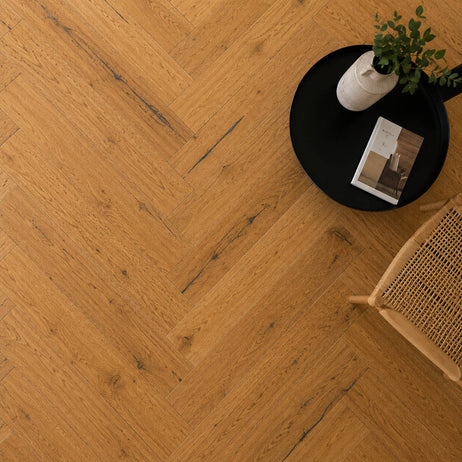 Herringbone Parquet Engineered Wood Flooring 15mm Rich Oak Hard Wax Oiled
