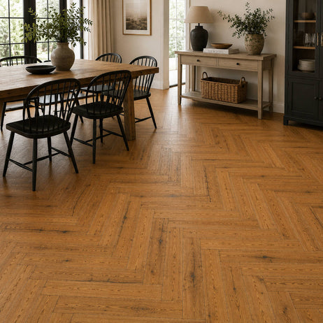 Herringbone Parquet Engineered Wood Flooring 15mm Rich Oak Hard Wax Oiled