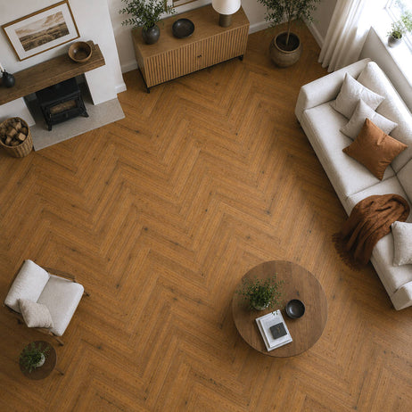 Herringbone Parquet Engineered Wood Flooring 15mm Rich Oak Hard Wax Oiled