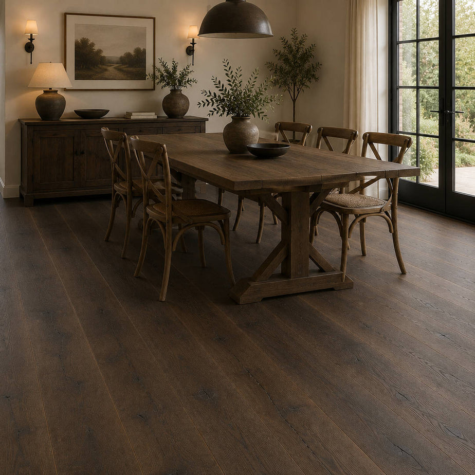 Loire Engineered Wood Flooring 15mm x 190mm Dark Distressed Wax Oiled