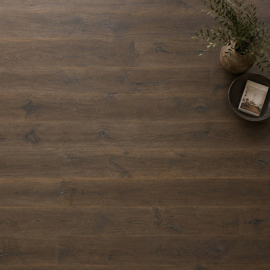 Loire Engineered Wood Flooring 15mm x 190mm Dark Distressed Wax Oiled