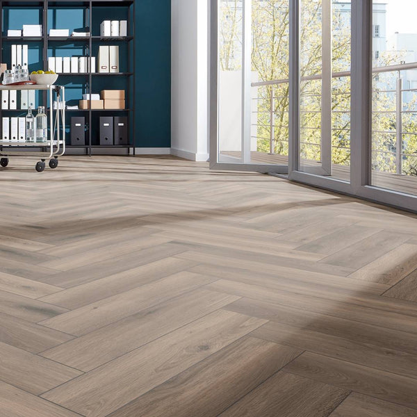 Prestige Herringbone Laminate Flooring Smokey Oak 8mm 3860