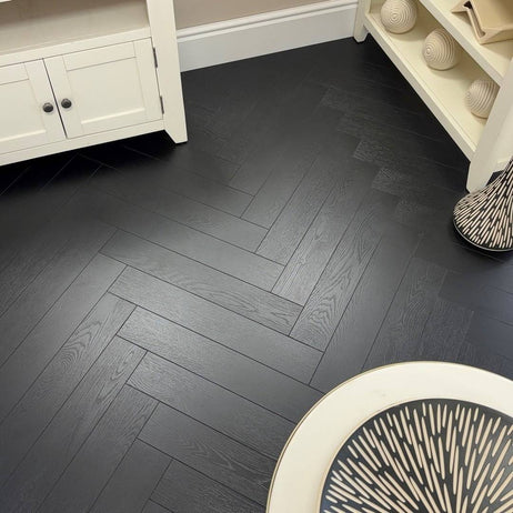 Embrace Herringbone Laminate Flooring Midnight Oak 12mm