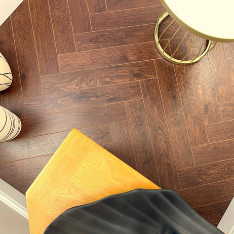 Embrace Herringbone Laminate Flooring Walnut 12mm