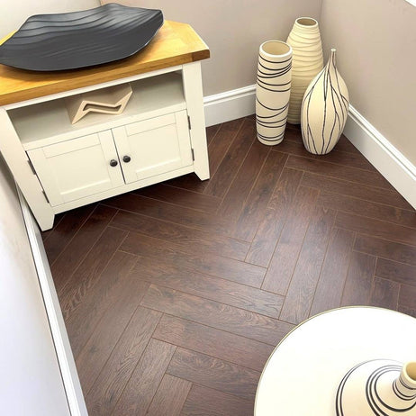 Embrace Herringbone Laminate Flooring Walnut 12mm