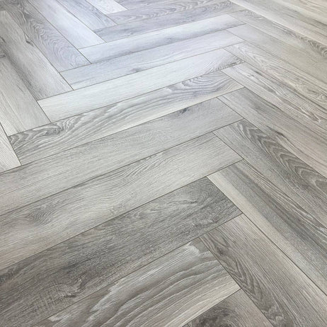 Embrace Herringbone Laminate Flooring Washed Oak 12mm
