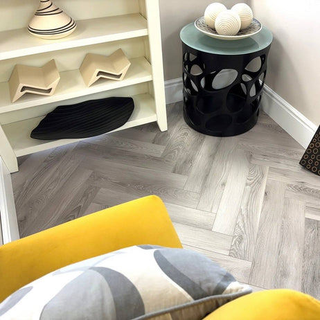 Embrace Herringbone Laminate Flooring Washed Oak 12mm