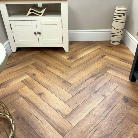 Embrace Herringbone Laminate Flooring Traditional Oak 12mm