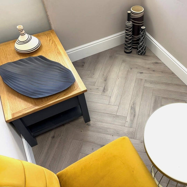 Embrace Herringbone Laminate Flooring Cappuccino Oak 12mm