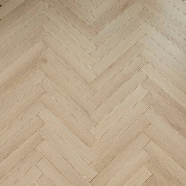 Embrace Herringbone Polar Oak 14mm Laminate Flooring Built-in Underlay